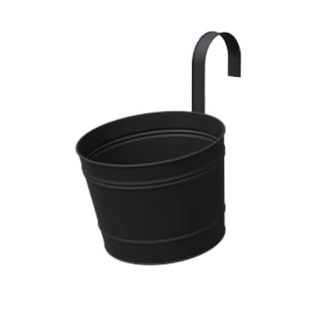 Panacea Panacea 10.5 in. H X 8 in. D Metal Over The Rail Planter Black 81065